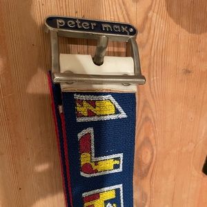 Peter Max Belt vintage 1970s pop art alphabet canvas with enamel buckle